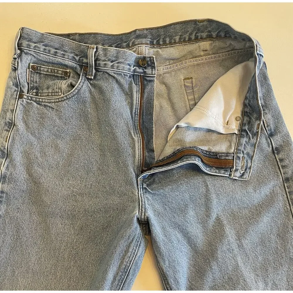 Men Carhartt B18 STW Light Wash Denim Blue Jeans 38 x 36 (Fit: 37 x 35) Straight